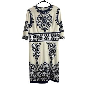 Floerns Women's Porcelain Print Sheath Pencil Dress XL white and blue